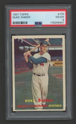 1957 Topps #170 Duke Snider PSA 4 en muy buena condición-excelente "Nuevo en el pasatiempo - Brooklyn Dodgers" Foto 1 de 2