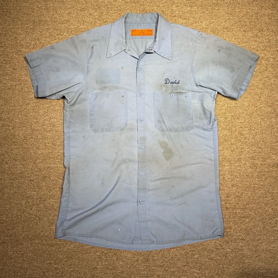 Engineered Garments Work Shirt Medium Stained Worn Light Blue Ghost Patch David - Image 1 of 4