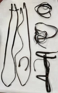 Courbette Leather Lot Dressage English Bridle Headstall Ground Reins Brown E3 - Picture 1 of 22