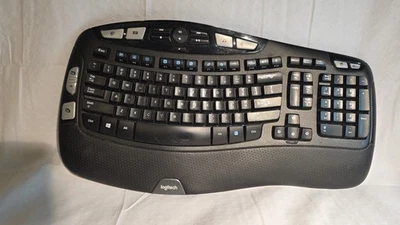 Teclado Inalámbrico Logitech K350 Wave Negro Y-R0053 + USB Dongle Curva Ergonómica Foto 1 de 4