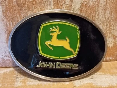 John Deere SpecCast Green Yellow & Black Pewter Enamel Belt Buckle Licensed - Image 1 of 2