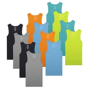 Buyless Fashion Boys Scoop Neck Tagless Undershirts Soft Cotton Tank (12 Pack) - Picture 1 of 56