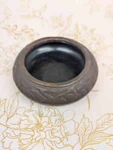 3 Footed 6 Inch Made In Japan Heron Motif Planter Bowl Antique Black Ceramic - Picture 1 of 12