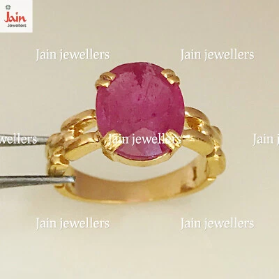 18 Kt, 22 Kt Gold Natural Clear Genuine Red Ruby Ring Size 8 9 10 11 12 13 14 - Image 1 of 4