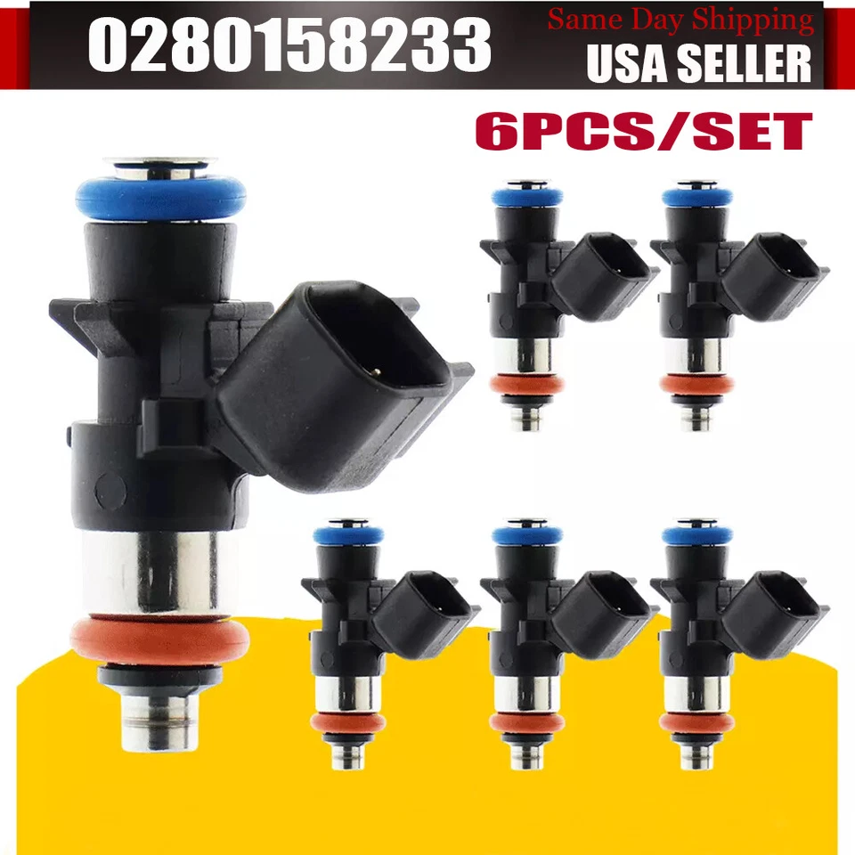 Juego de 6 inyectores de combustible para Dodge Grand Caravan 2011-2017 3,6 L V6 0280158233 EE. UU. Foto 1 de 4