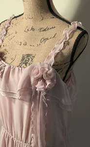 VTG NOS GABRIELLA ROCHA DUSTY ROSE RUFFLED LAYERS DRESS 60% SILK SIZE L - Picture 1 of 10