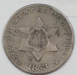 US 1853 Three Cents 3c Silver U2107 combine shipping - Picture 1 of 2