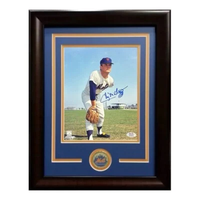 Tug McGraw Signed 8x10 Framed Vintage Photo NY Mets Mint Autograph PSA COA - Image 1 of 4