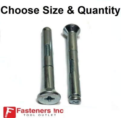 REDDING FASTENERS Flat Head Phillips Concrete Sleeve Anchors Zinc Plated (All Sizes & Quantities)