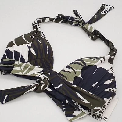 Bar‎ III Bikini Top Womens Medium Tropical Print Halter Swim Top Green Leaf M - Image 1 of 4