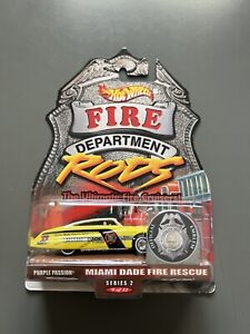 Hot Wheels Fire Dept Rods Purple Passion  Miami Dade Rescue Official Emblem