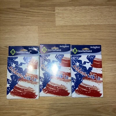 3 Paquetes, Nuevo 8/Pk, Celebra Con Nosotros, Rojo, Blanco y Azul Patriótico, 24 Invitaciones Foto 1 de 4