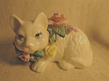 Vintage Pretty Floral Covered Kitty, Ceramic