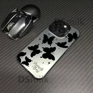 Girly Black butterfly anti-drop Phone Case for iPhone 16 15 14 13 12 11 Pro Max - Picture 1 of 18
