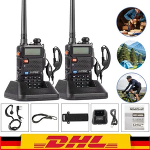 2X Funkgeräte Walkie Talkie Sprechfunkgeräte Handfunkgerät Set Baofeng UV-5R - Zdjęcie 1 z 13