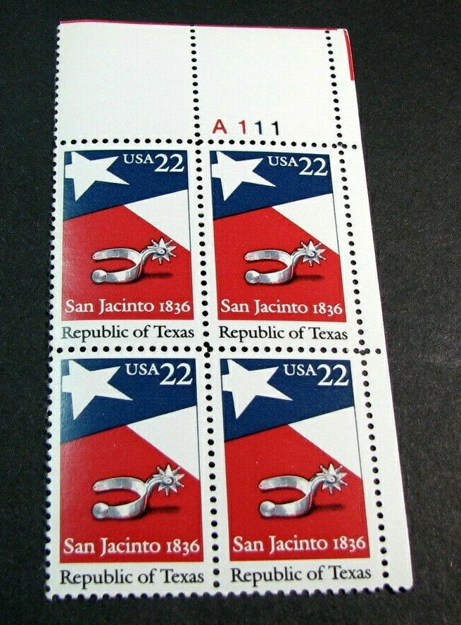 US Plate Blocks Stamp Scott# 2204 Republic of Texas 1986 MNH  L480 - Image 1 of 1