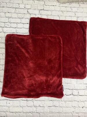 Nautica Red Ultra Soft Plush European Pillow Covers 2 Extra Large 26”x26” - Image 1 of 4
