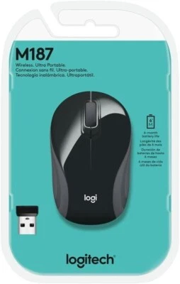 Logitech - M187 Mini Wireless Optical Ambidextrous Mouse - Black NEW - Image 1 of 4