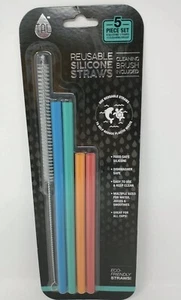 Pajitas de silicona ecológicas reutilizables TAL con cepillo de limpieza, adultos + niños  - Imagen 1 de 3