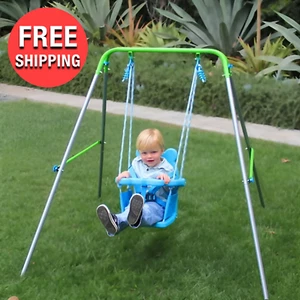 Swing Seat Kids Toddler Indoor Outdoor Child Play Safety Harness Foldable Frame - Picture 1 of 12
