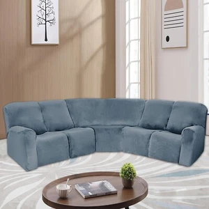 7 / set velvet 5 seat corner sofa cover, warm furniture protection decoration - Picture 1 of 54