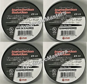 4X Rolls HQ Black ELECTRICAL TAPE Pro Installers Wire Cable Connector Wrap 60ft - Picture 1 of 3