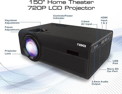Naxa LCD Projector with Bluetooth 150-Inch Home Theater 720p NVP-2000 - Used - Image 1 of 4