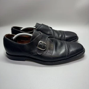 Mens ALLEN EDMONDS Franciscan Black Leather Monk Strap Dress Shoes Size 9 D - Picture 1 of 10