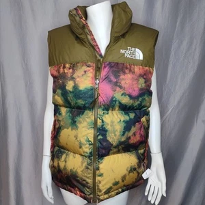 The North Face 700 down filled mens medium puffer vest camo olive green pockets - Picture 1 of 20