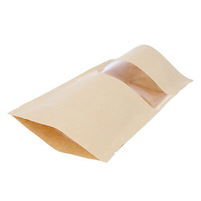 100Pcs Kraft Paper Food Gifts Storage Bags Self Sealing Envelope Bag 12x20cm • 25.30£