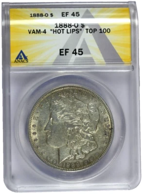 1888-O ANACS EF 45 Top 100 VAM-4 "Hot Lips" Morgan Dollar - Image 1 of 3