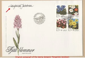 Sweden 1995 Mountain flowers Scott #2121-2124 FDC signed Margareta Jacobson - Picture 1 of 1