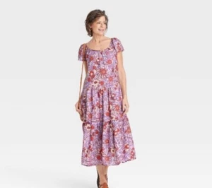 Knox Rose Neu mit Etikett Damen lila Haze Blumen Flatter Kurzarm A-Linie Kleid XXL - Bild 1 von 5