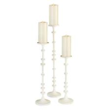 Tall Oversize Set 3 White Pillar Candle Holders Candlesticks Vintage Style