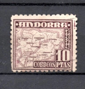 Andorra 1951 antiguo sello definitivo de 10 pesetas (Michel 57) usado - Imagen 1 de 2