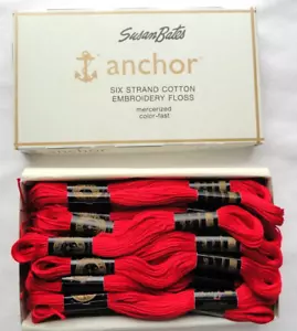 Susan Bates Anchor 6-Strand Embroidery Floss Red Lot of 24 Skeins Color 047 - Picture 1 of 9