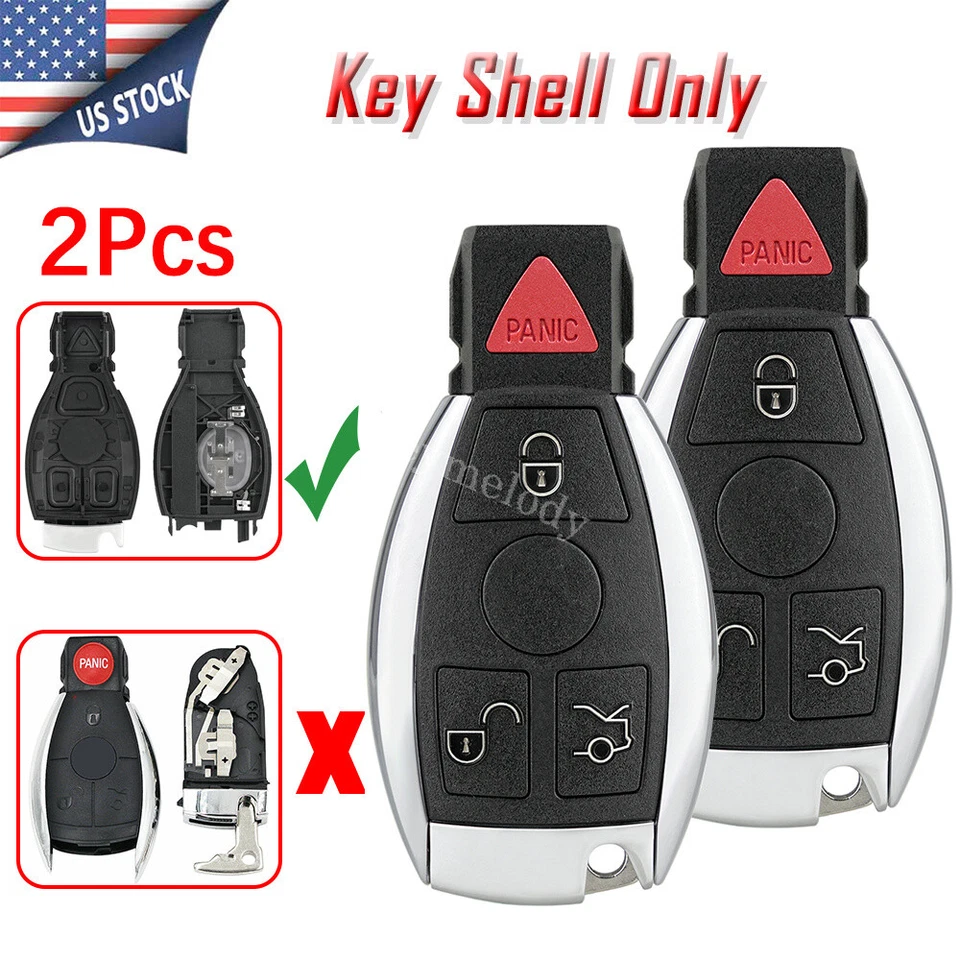 2 for 2000 2002 2003 2004 2005 2006 Mercedes Benz C230 4B Smart Car Key Fob Case - Image 1 of 4