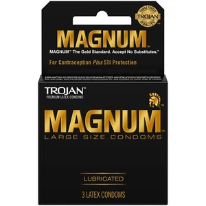 Trojan Magnum Lubricated Condoms Large Size 3 Ct Latex Condoms Pack of 12 - Picture 1 of 6