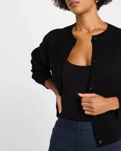 THEORY WOMENS COTTON BLACK CARDIGAN NEW WITH TAGS SIZE L - Picture 1 of 5