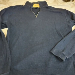 Paul & Shark 1/4 Zip Sweater sz M Black Cotton Made In Italy Yachting Mock Neck - Picture 1 of 6