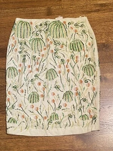 Anthropologie Tracy Reese Ivory Beaded Embroidered Skirt 6 NWT - Picture 1 of 6