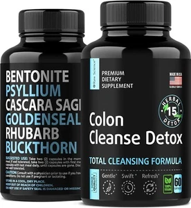06/27 Colon Cleanse - Detox Digestive Health, Psyllium Husk, Aloe Vera, Bent.. - Picture 1 of 7