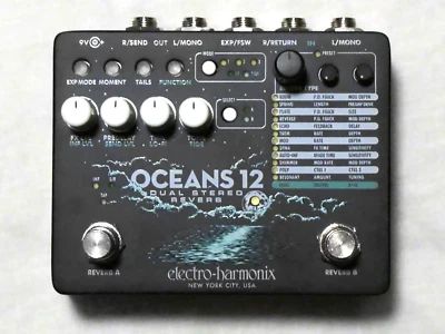 Used Electro-Harmonix EHX Oceans 12 Dual Stereo Reverb Guitar Effects Pedal - Image 1 of 3
