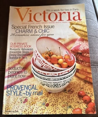 Vintage Victoria Magazine Sept. 2001 Special French Issue Charm & Chic GC Nice! - Image 1 of 2
