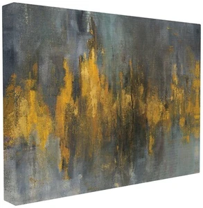 Stupell Industries Black and Gold Abstract Fire Oversized Stretched Canvas Wa... - Picture 1 of 3