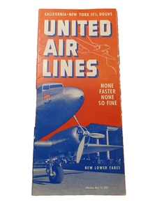 May 1937 United Air Lines Timetable Ca-NY None faster Brochure JRR2 - Picture 1 of 6