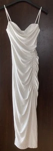 Vestido Zara Acanalado Correa Espagueti Abertura Blanco Largo Gasa Forro Parcial S Nuevo con Etiquetas - Imagen 1 de 14