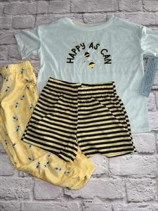 Cat & Jack Size 4-5 4 5 “ Happy As Can Bee” 3pc Pajama Set - Picture 1 of 1