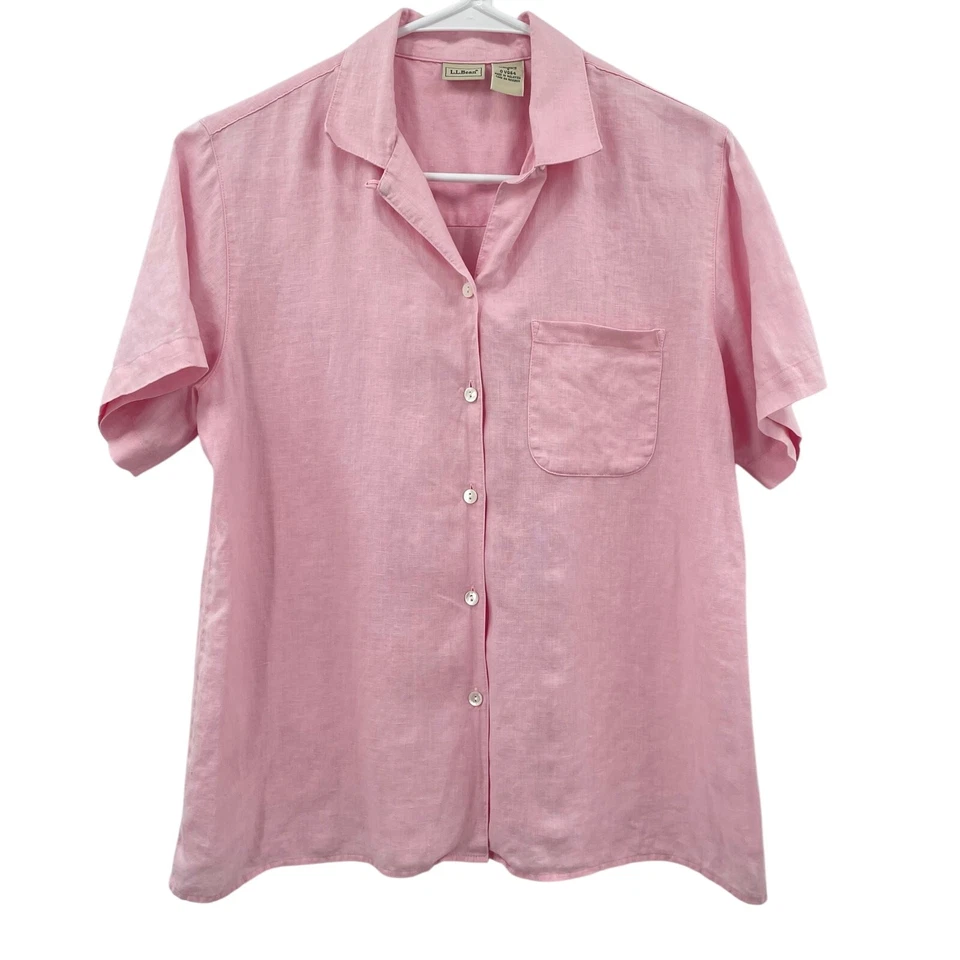 L. L. Bean Women's 100% Linen Button Down Top, Sz. S Coastal Beachy Light *READ* - Imagem 1 de 4