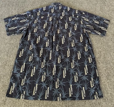 Camisa havaiana Newport Blues vintage masculina XLT Tiki azul estampa AOP praia  - Imagem 1 de 4